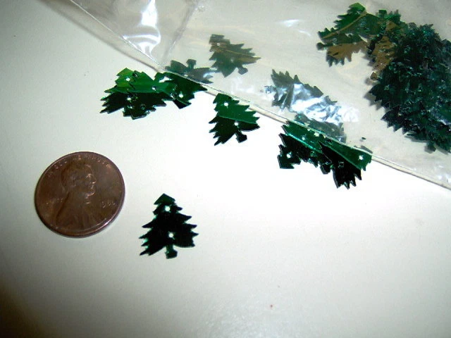 Lantejoulas vintage verde metálico árvore de Natal - 40 peças. - Imagem 1 de 1