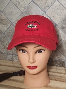 Lacoste Since 1933 Hat Metal Buckle Striped Adjustable Strap Alligator Red Cap - Picture 1 of 11