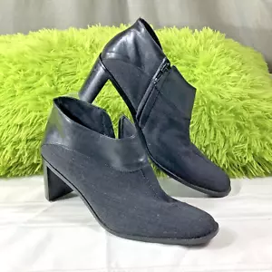 Paolo Corelli women's Size 7 M booties low ankle boots Black textile & leather - Picture 1 of 9