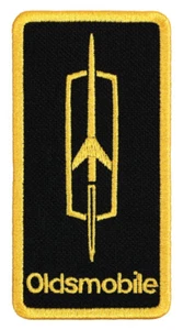 Oldsmobile Rakete gestickter Patch schwarz/gelb Bügelbild Aufnähen Jacke Hemd Tasche - Bild 1 von 2