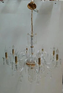 BRET LAMPADARIO STILE MARIA TERESA CON CRISTALLI SWAROVSKI 8 LUCI DA SOFFITTO - Picture 1 of 1