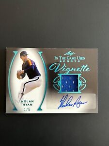 2022 Leaf In The Game Used Sports Vignette Blue Nolan Ryan Patch/Auto 1/5