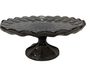 Vintage Anchor Hocking Fairfield Smoke Gray/Black cake stand pedestal - Picture 1 of 4