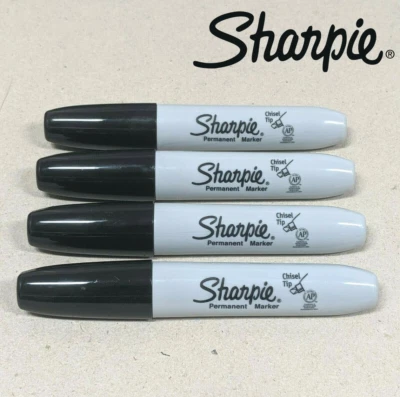 4 x Sharpie Permanent Marker Broad Chisel Tip 2mm 5mm Black 38201 - image 1 of 4