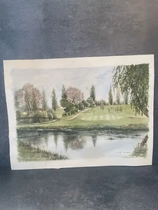 Vintage 80s Signed Amateur Watercolour Painting Landscape Proof Golf Suffolk - Picture 1 of 10