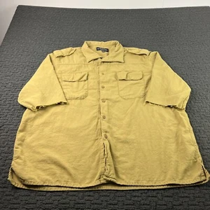 J Peterman Shirt Mens 2XL Brown Button Up Short Sleeve Camp Safari Pockets - Picture 1 of 10