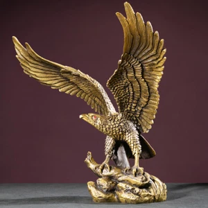 Reines Kupfer Adler Handwerk Ornamente 大鹏展翅 纯铜老鹰铜鹰家居办公室工艺品摆件 - Bild 1 von 4
