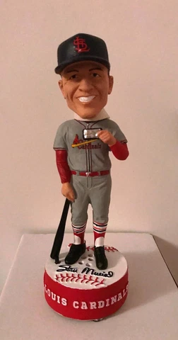 Stan Musial Bobblehead Away Gray Jersey with sound Harmonica free Musial bio DVD Cover