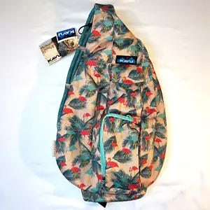 KAVU Rope Sling Bag FLAMINGO FEST crossbody backpack travel RARE Retired NEW - Picture 1 of 5