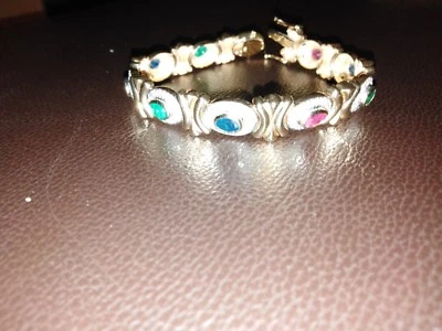 Brillantarmband Gold 585 mit Edelsteinen (4 SAF. 3 RUB. 3 SMAR.) Schliff Modern  - Bild 1 von 4