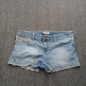 Mudd Jean Shorts Girls 16 Denim Embroidered Hem Causal Everyday Y2K Faded - Picture 1 of 16