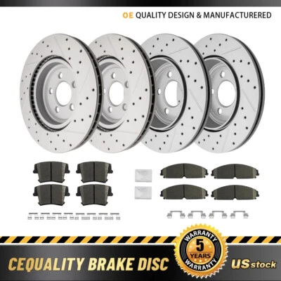 For Dodge Charger Chrysler 300 Front + Rear Drilled Brake Rotors + Ceramic Pads - Image 1 of 4
