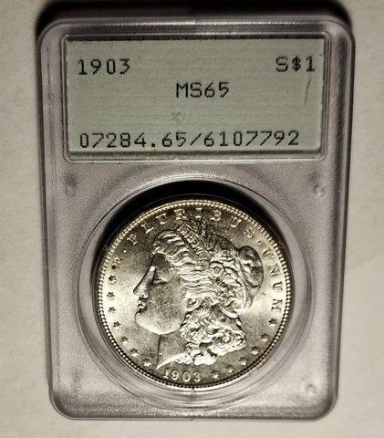 CHOICE 1903 MORGAN SILVER DOLLAR PCGS MS-65 1st GEN HOLDER EXQUISITE FROSTY GEM Cover