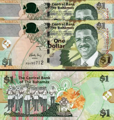 Bahamas 1 Dollar 2015, UNC, 2 Pcs PAIR, Consecutive, P-71A,Prnt Thomas De La Rue - Image 1 of 4