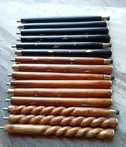 Set of 5 PCs 3 Fold Walker Wooden Walking Stick Cane For Head Handle Only Shaft - Picture 1 of 9