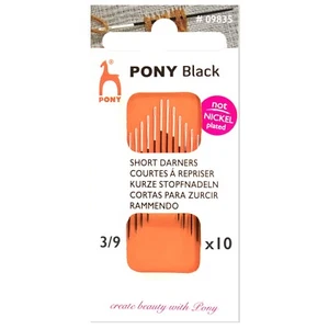 Pony Hand Sewing Needles: Black with White Eye - short darners size 3/9 - Picture 1 of 1