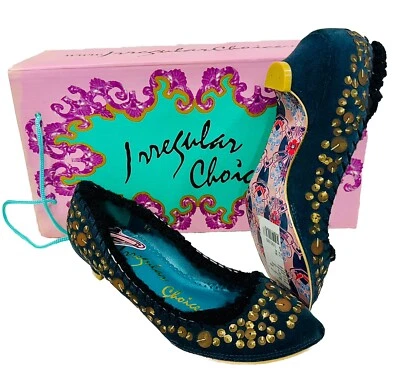 Nuevo IRREGULAR CHOICE Vintage Gris Tejido Uno $100 Lentejuelas Tacones Zapatos 36 5 Gamuza Foto 1 de 4