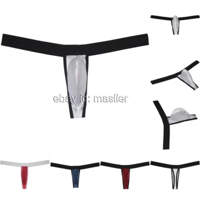 Men's Bulge Pouch Thong With Wide Belt Underwear Tangas Bikini Jockstrap Shorts - Image 1 of 4