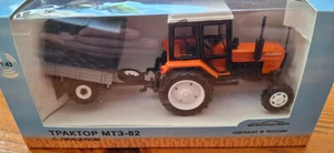MTZ-82 tractor w/ trailer - ORANGE - Metall -1:43 w / original box MOM - Picture 1 of 11