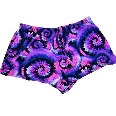 Bobbie Brooks - Women's M Shorts Purple Black Blue Pink Swirl Tie Dye Elastic - Image 1 of 4