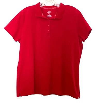 Camisa polo feminina St Johns Bay XL vermelha manga curta golfe casual - Imagem 1 de 4