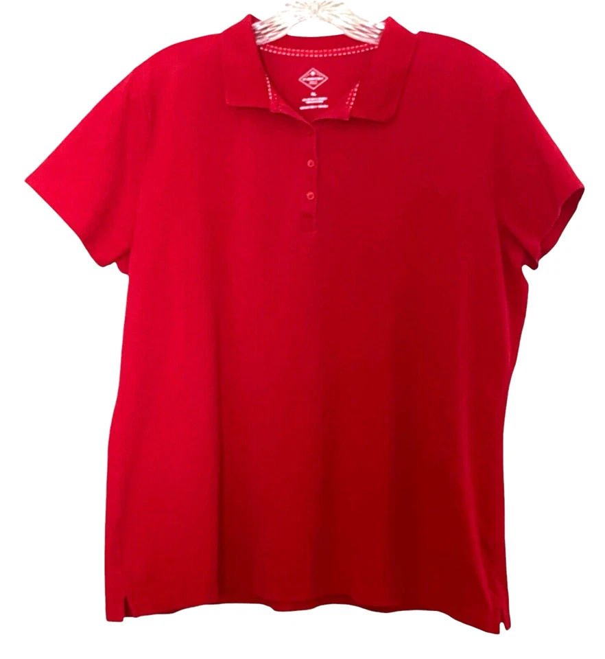 St Johns Bay Women's Polo Shirt XL Red Short Sleeve Golf Casual - Image 1 of 4