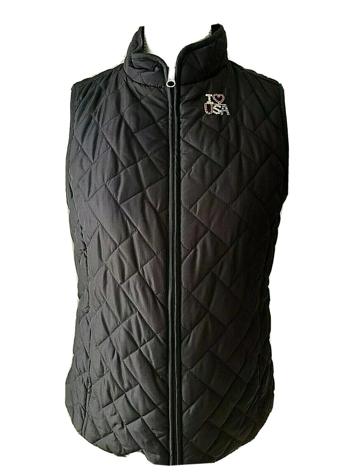 Croft and Barrow Womens Black Full Zip Quilted Vest With Bonus Pin Small S - Image 1 of 4