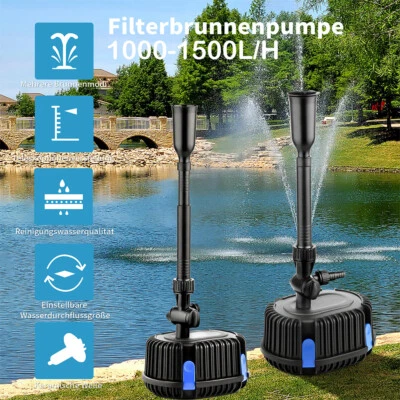1000-1500l/h Springbrunnenpumpe Teichpumpe Bachlaufpumpe Filterpumpe WasserPumpe - Bild 1 von 4
