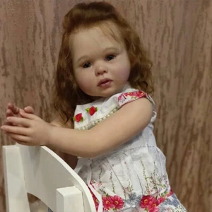 28" Painted Reborn Baby Doll Toddler Girl Rooted Hair Cloth Body Cute Doll - Picture 1 of 4