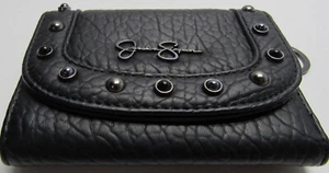 New Jessica Simpson Glenda Meteorite Trifold Wallet Stud Accents  Black - Picture 1 of 5