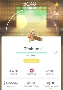 Pokémon Go Shiny Timburr Trade! Registered Or 30 Day Friends! *See Description* - Picture 1 of 2