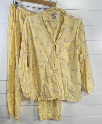 Disney Store Tinker Bell Pajama Set Womens Large Yellow Fairy Cotton Sleepwear - Изображение 1 из 4