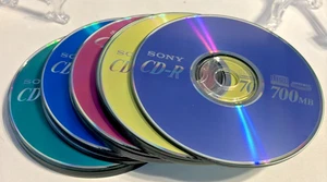 Sony CD-R 700MB Recordable Disc Lot of 25 Multi-Color in Case - Picture 1 of 9