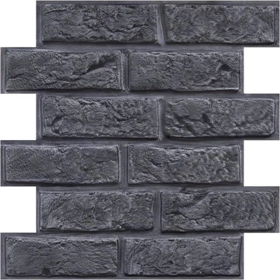 3D Dark Gray Brick Wall Panels, Peel and Stick Brick Tiles,10 Pcs of 12"X12",Sma - Image 1 of 4