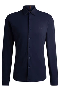 Camisa ajustada para hombre Hugo Boss bordada marca en azul - Imagen 1 de 6