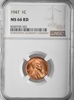 1947-P  1C LINCOLN WHEAT CENT "PHILADELPHIA MINT" NGC MS66 RD (RED) #8340750-332 - Image 1 of 4