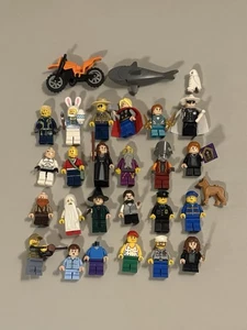 Lego Minifigures Lot 24 Figures + Motorcycle, Shark, Owl, Dog - Picture 1 of 5
