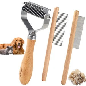 Dog Cat Brush for Shedding Dematting, 3 Pack Pet Grooming Kit of Double Sided... - Picture 1 of 6