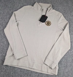 Pullover Boston Bruins Antigua 1/4 Cremallera Para Hombres Gris Medio Cuello Simulado Hockey Nuevo con Etiquetas - Imagen 1 de 11