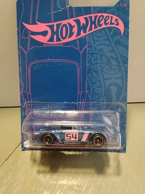 HOT WHEELS 2021 DATSUN FAIRLADY 2000  1/6 54TH ANNIV BLUE PINK CHROME CAR - Image 1 of 4