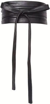 Women Lace up Tied Corset Belt Soft Leather Wide Cinch Belt Waspie - Image 1 of 4