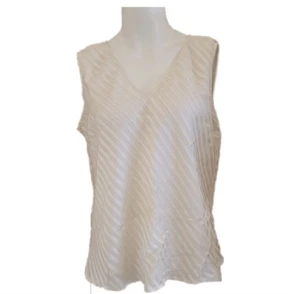 Vintage creme seidig golden Streifen Schimmer Bluse Camisole Tank 90er Satin creme - Bild 1 von 4