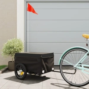 Bike Cargo Trailer Bicycle Trailer with Flag Stroller 45 kg Iron vidaXL - Picture 1 of 12