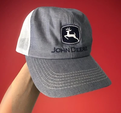 De colección JOHN DEERE Azul y Blanco K PRODUCTOS Malla CAMIONERO SOMBRERO Gorra Snapback RARA Foto 1 de 4