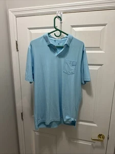 Adidas Men’s Sky Blue Golf Polo Sz Large Front Pocket Poly Blend - Picture 1 of 11