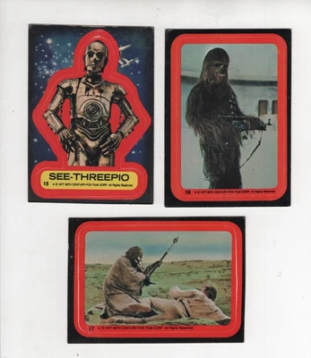 STAR WARS SERIES TWO 1977 TOPPS VINTAGE PARTIAL STICKER SET 3 CARD COLLECTION - Image 1 of 2