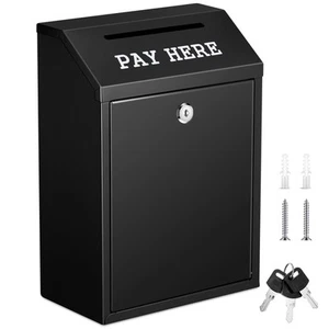 Safe Cash Box Money Collection Metal Donation Box with Lock Wall Mount Pre Dr... - Picture 1 of 6