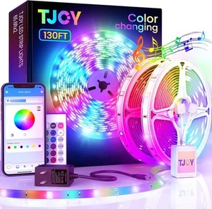 TJOY 130ft Bluetooth LED Strip Lights, RGB Color Changing, 130ft, Multicolor - Picture 1 of 7