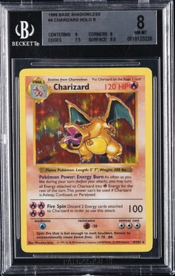 1999 POKEMON BASE SET SHADOWLESS #4/102 CHARIZARD BGS 8 - Image 1 of 2
