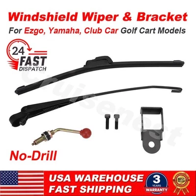 No Drill Universal Golf Cart Windshield Wiper & Bracket For Ezgo Yamaha Club Car Foto 1 de 4